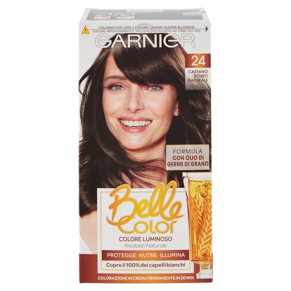 Garnier Belle Color Colore Luminoso, Tinta per Capelli Bianchi 24 Castano Scuro Naturale